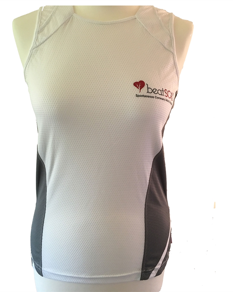 White and grey running vest