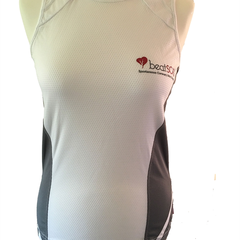 White and grey running vest